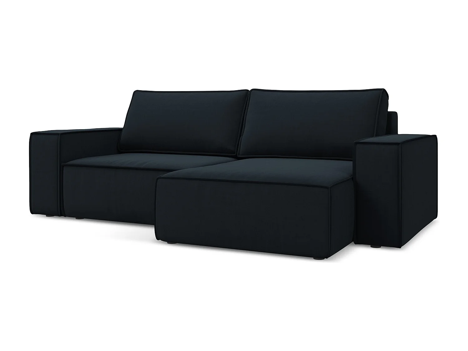 2-Sitzer Ecksofa mit Schlaffunktion - Ecke Rechts - Samt - Königsblau - KIMO