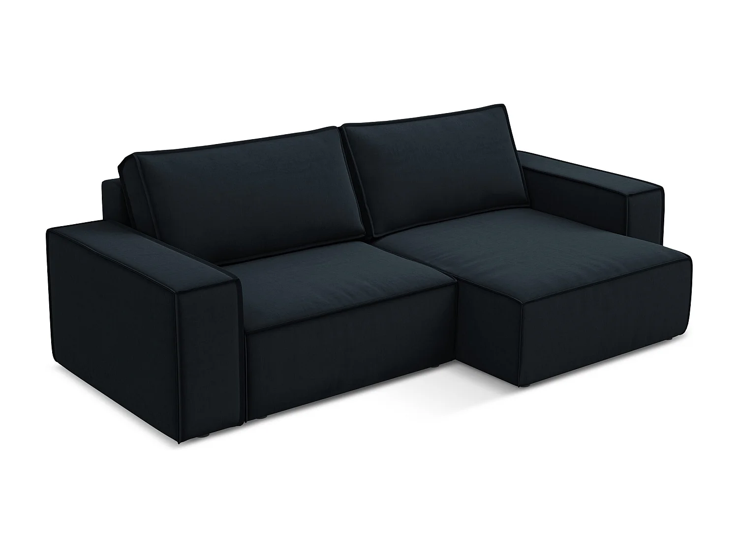 2-Sitzer Ecksofa mit Schlaffunktion - Ecke Rechts - Samt - Königsblau - KIMO