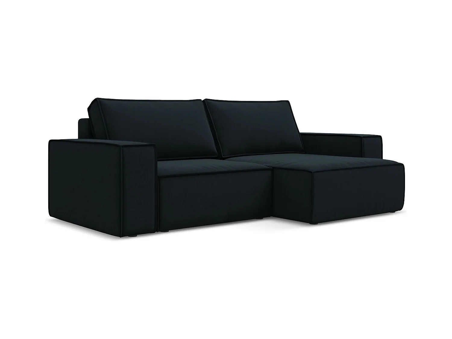 2-Sitzer Ecksofa mit Schlaffunktion - Ecke Rechts - Samt - Königsblau - KIMO