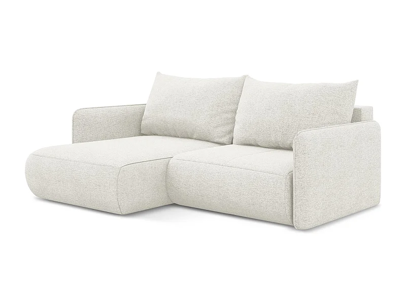 Canapé d’angle 2,5 places gauche convertible en tissu chenille - blanc - NANEA