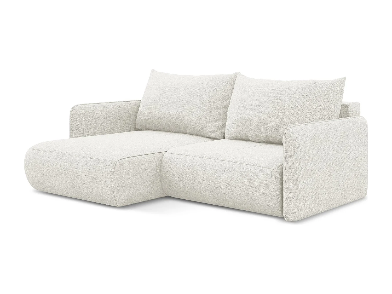 Canapé d’angle 2,5 places gauche convertible en tissu chenille - blanc - NANEA