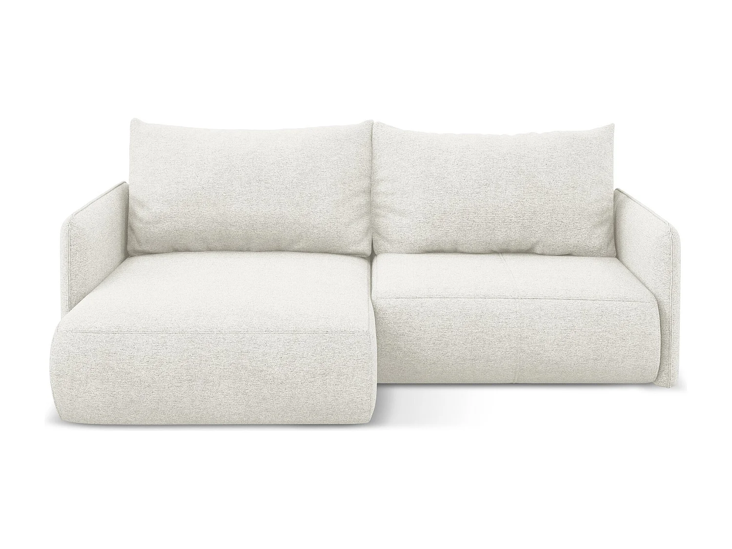 Canapé d’angle 2,5 places gauche convertible en tissu chenille - blanc - NANEA