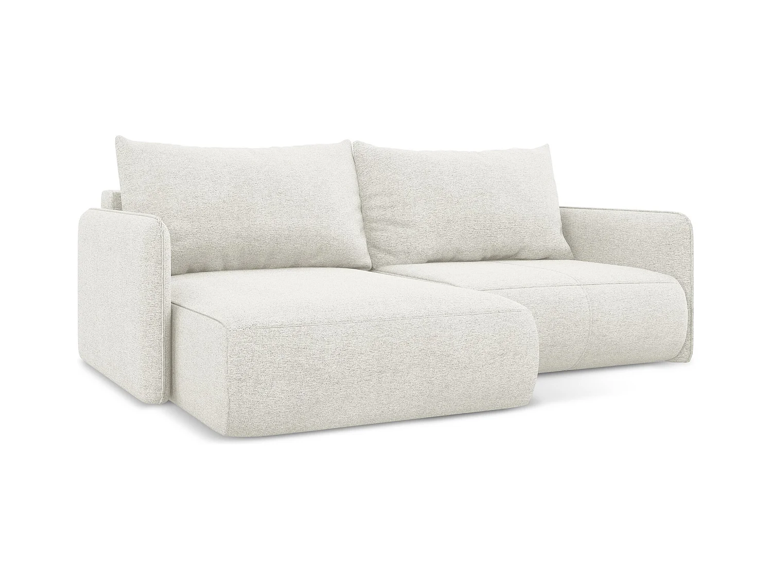 Canapé d’angle 2,5 places gauche convertible en tissu chenille - blanc - NANEA