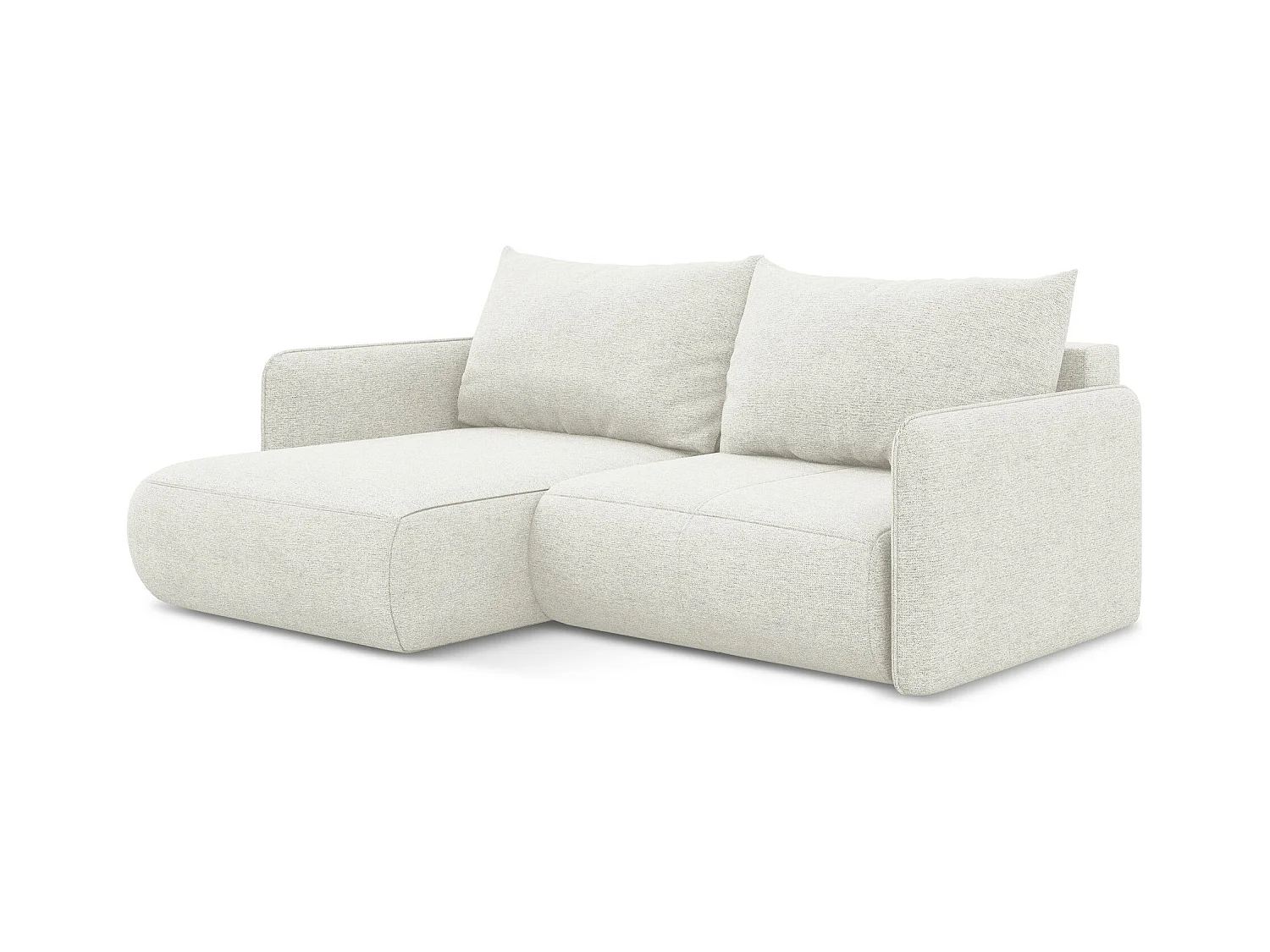 Canapé d’angle 2,5 places gauche convertible en tissu chenille - blanc - NANEA