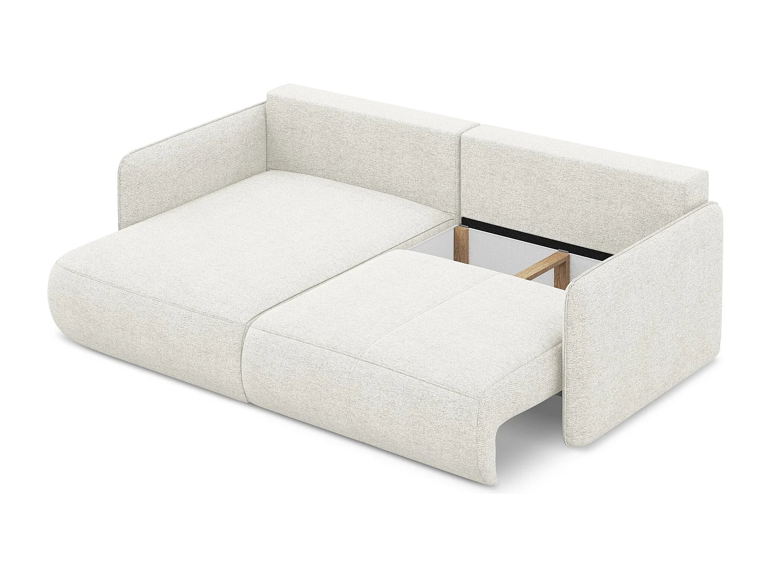 Canapé d’angle 2,5 places gauche convertible en tissu chenille - blanc - NANEA