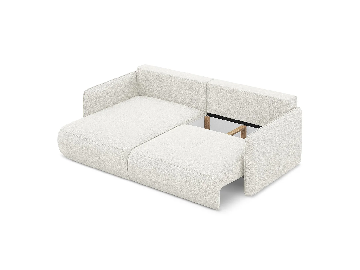 Hoekslaapbank links van wit chenille stof - PALERMO