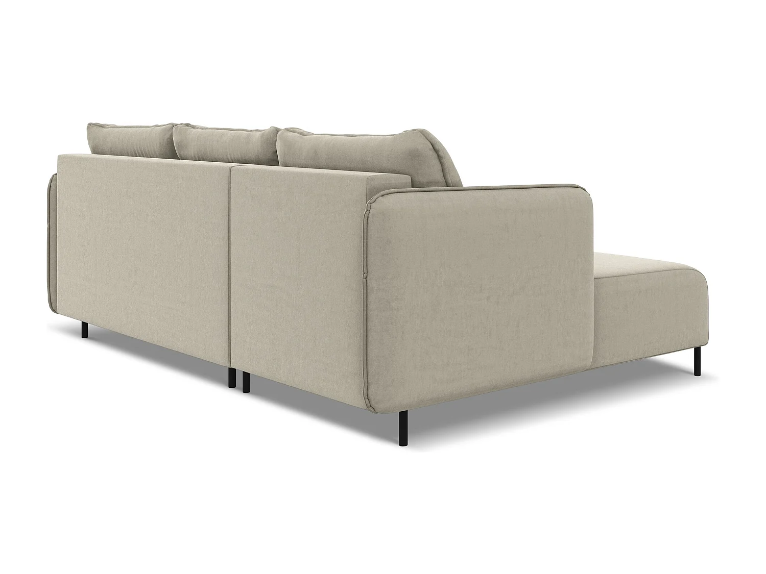 Canapé d'angle gauche convertible en velours - perle - LUANA