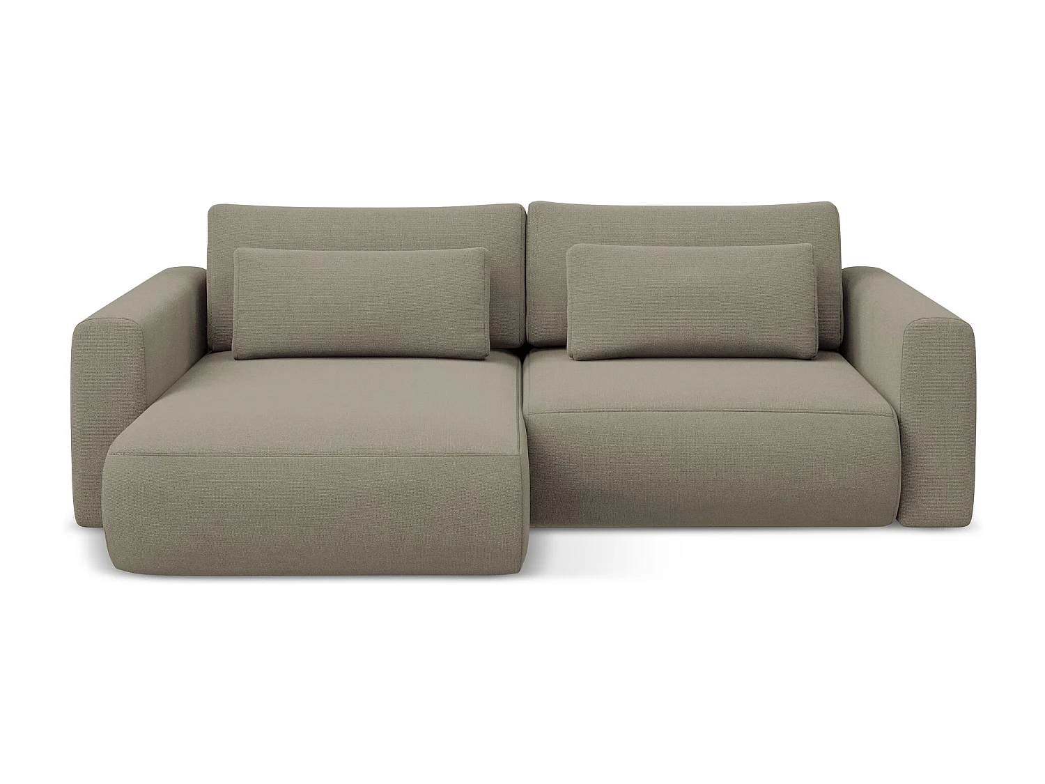 Canapé d’angle 2,5 places gauche convertible en tissu texturé - beige foncé - KAPUA