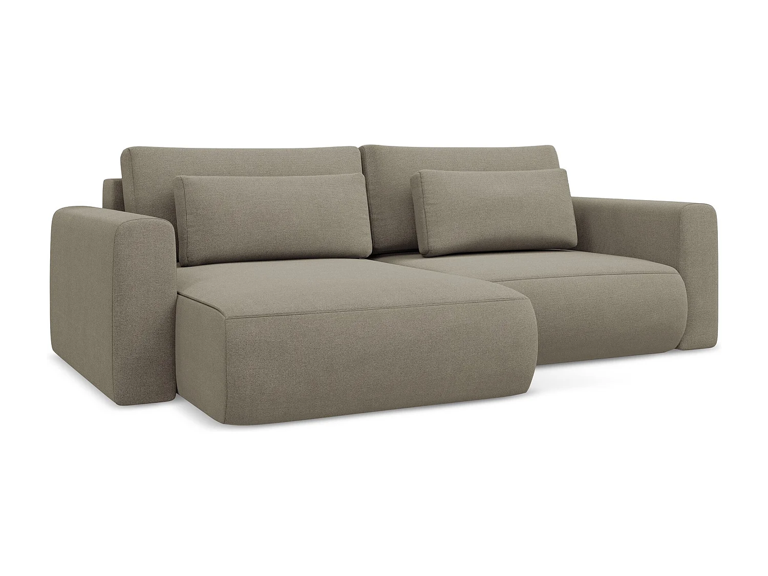 Canapé d’angle 2,5 places gauche convertible en tissu texturé - beige foncé - KAPUA