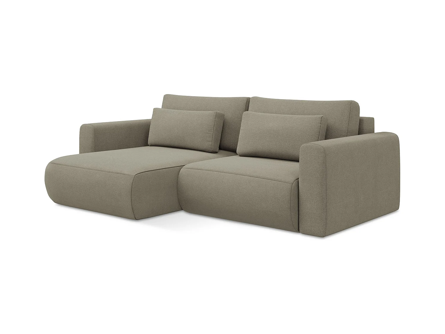 Canapé d’angle 2,5 places gauche convertible en tissu texturé - beige foncé - KAPUA