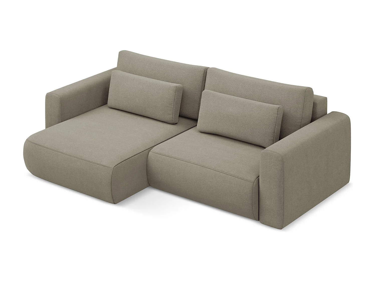 Canapé d’angle 2,5 places gauche convertible en tissu texturé - beige foncé - KAPUA