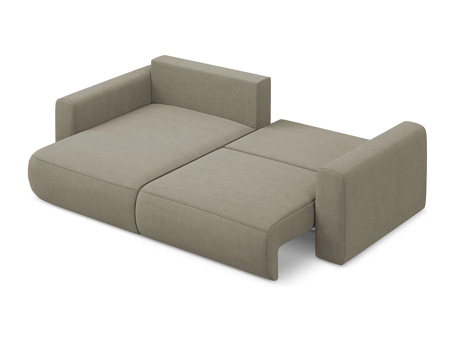 Canapé d’angle 2,5 places gauche convertible en tissu texturé - beige foncé - KAPUA