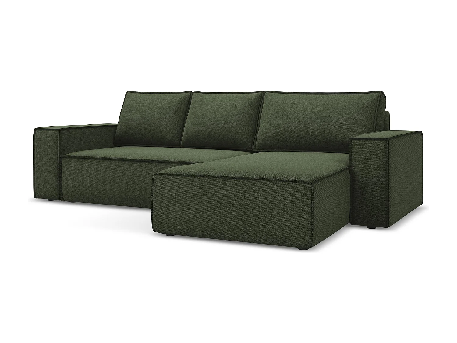 Ecksofa mit Schlaffunktion - Ecke Rechts - Strukturstoff - Olive - KIMO