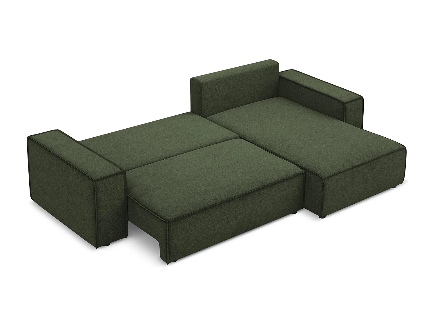 Ecksofa mit Schlaffunktion - Ecke Rechts - Strukturstoff - Olive - KIMO
