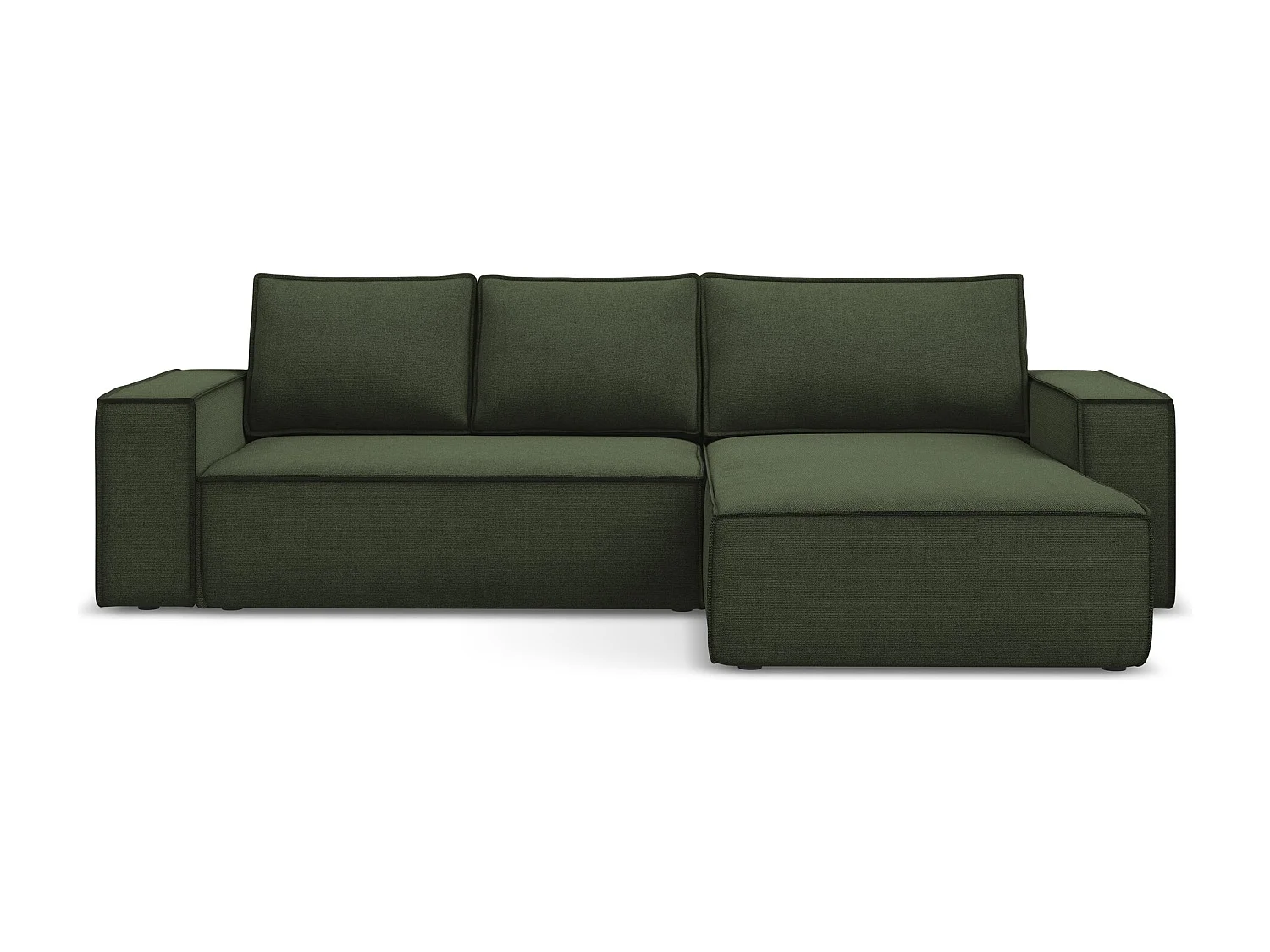 Ecksofa mit Schlaffunktion - Ecke Rechts - Strukturstoff - Olive - KIMO