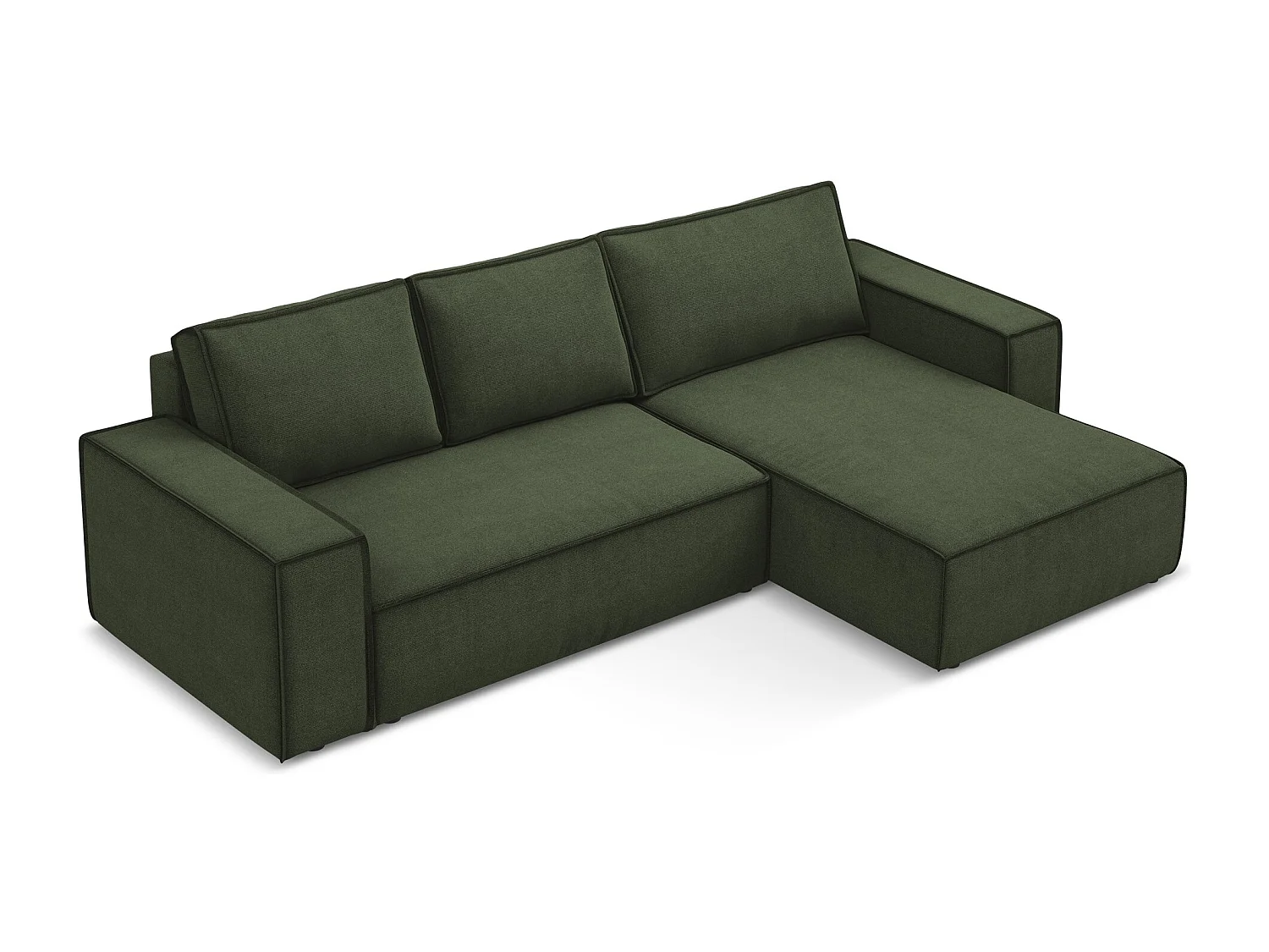 Ecksofa mit Schlaffunktion - Ecke Rechts - Strukturstoff - Olive - KIMO