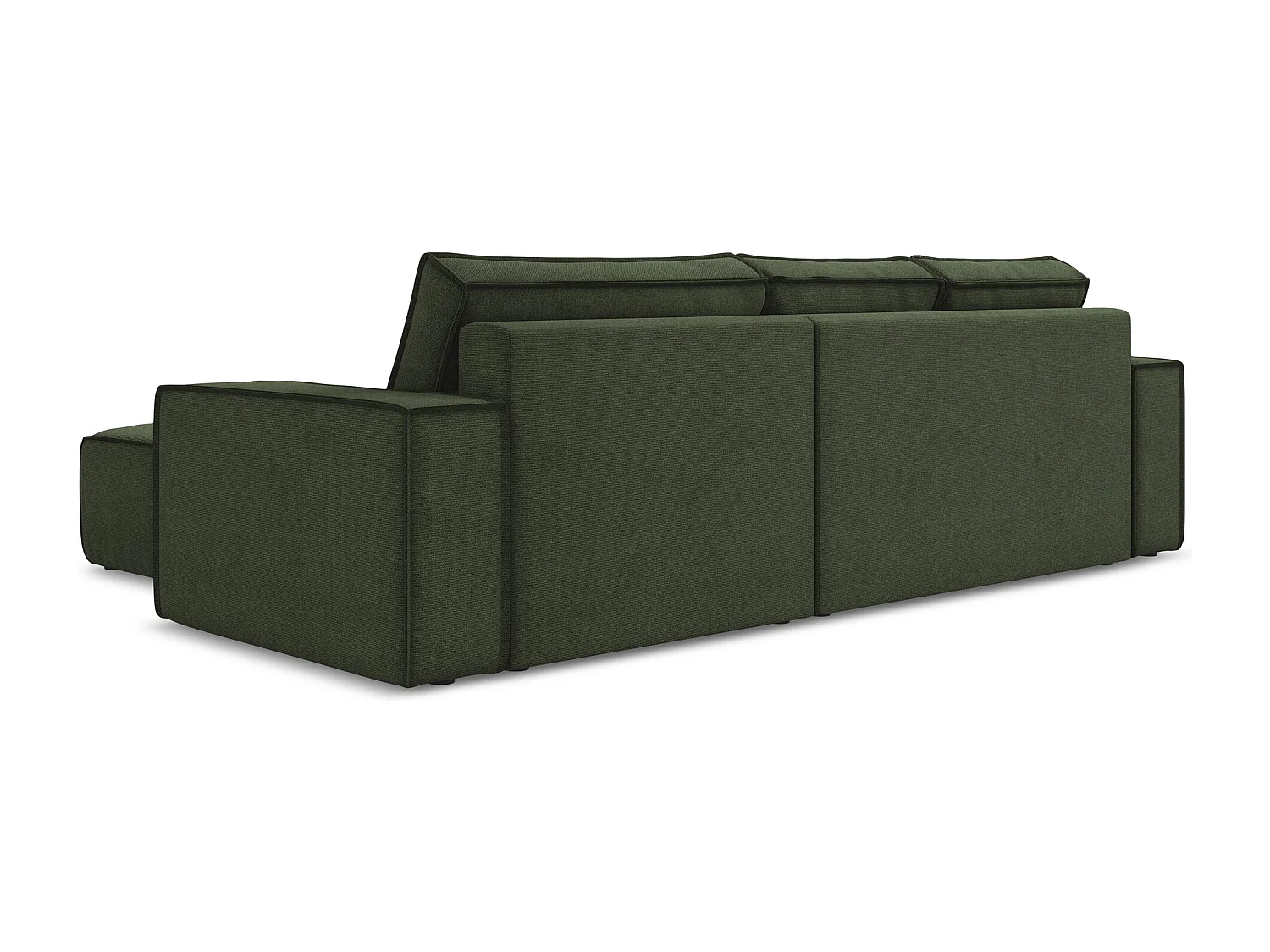 Ecksofa mit Schlaffunktion - Ecke Rechts - Strukturstoff - Olive - KIMO