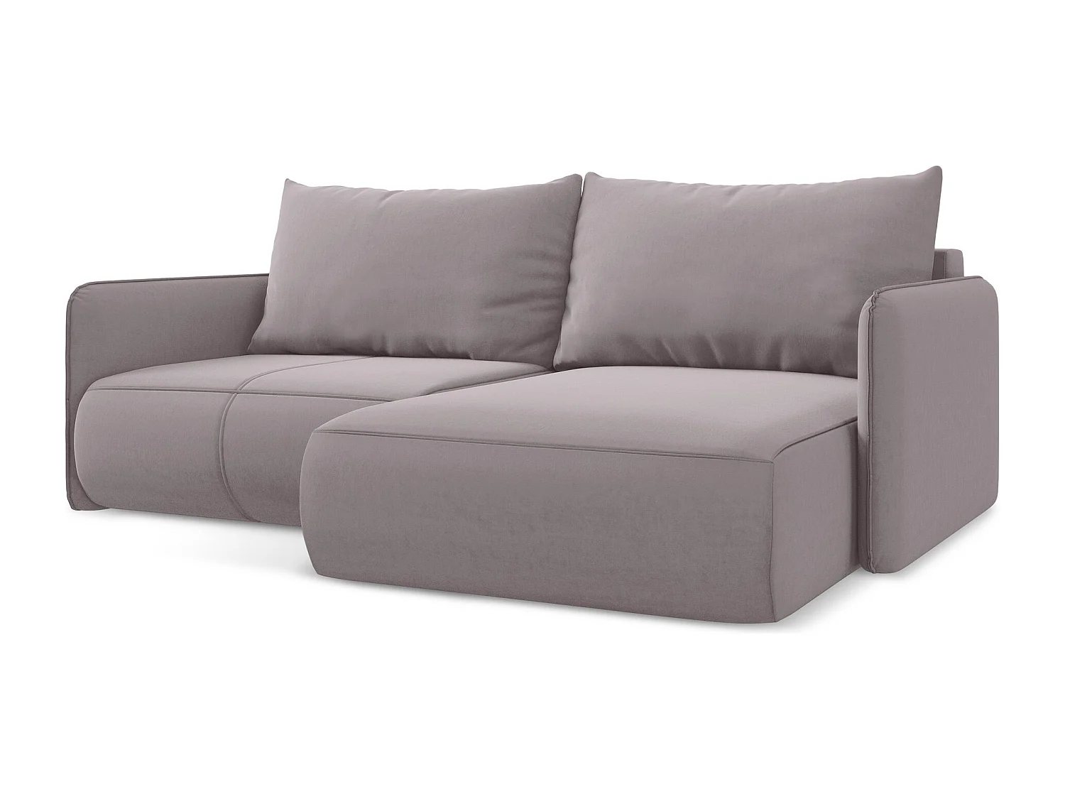 Canapé d’angle 2,5 places droit convertible en velours - lavande - NANEA