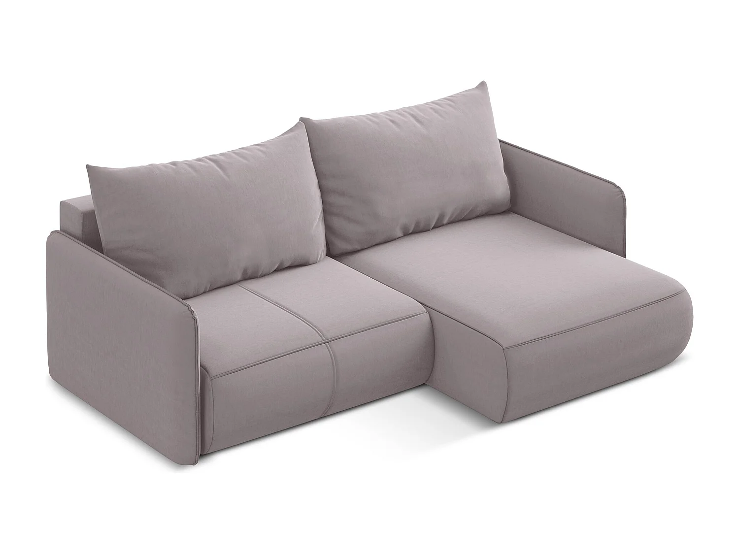 Canapé d’angle 2,5 places droit convertible en velours - lavande - NANEA