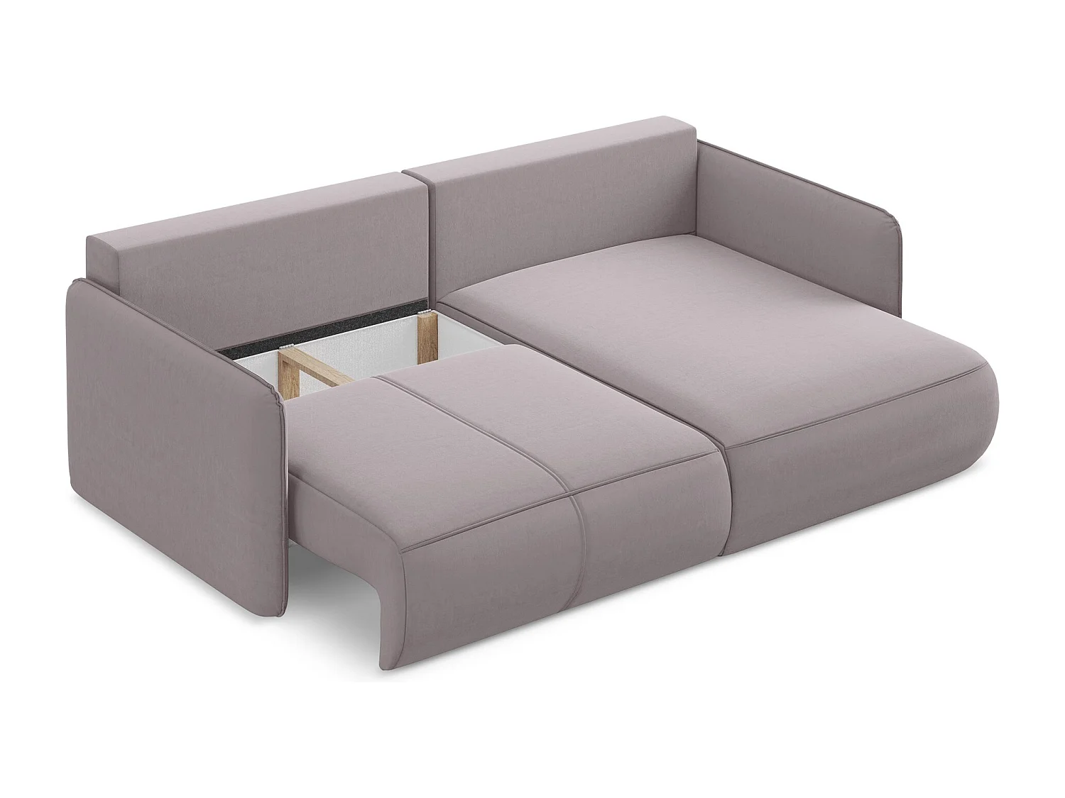 Canapé d’angle 2,5 places droit convertible en velours - lavande - NANEA