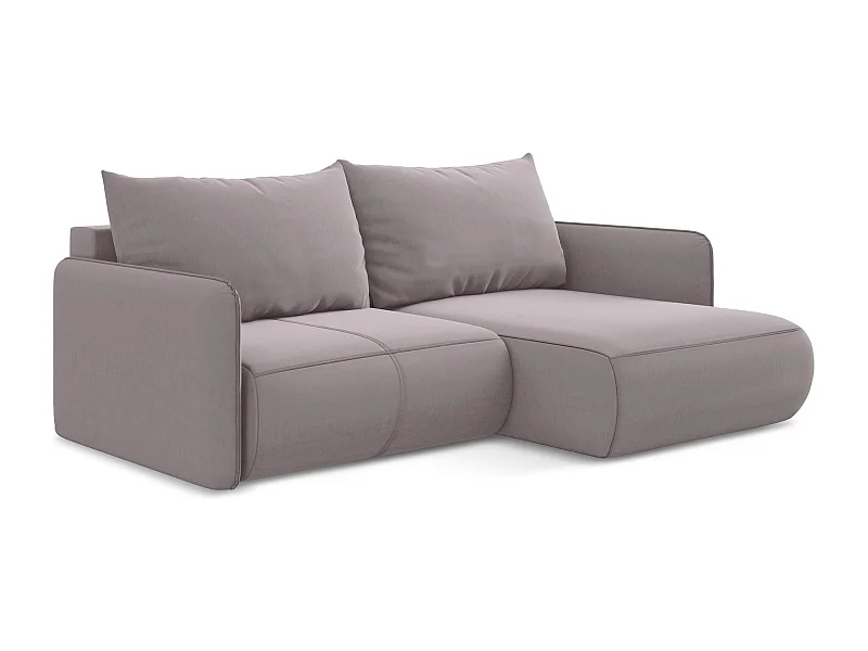 2,5-Sitzer Ecksofa mit Schlaffunktion - Ecke Rechts - Samt - Lavendel - NANEA