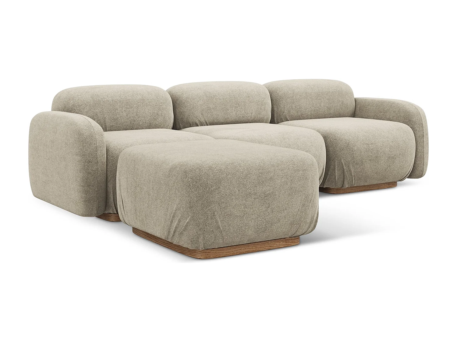 Canapé d'angle réversible en tissu bouclette - beige - AILANI