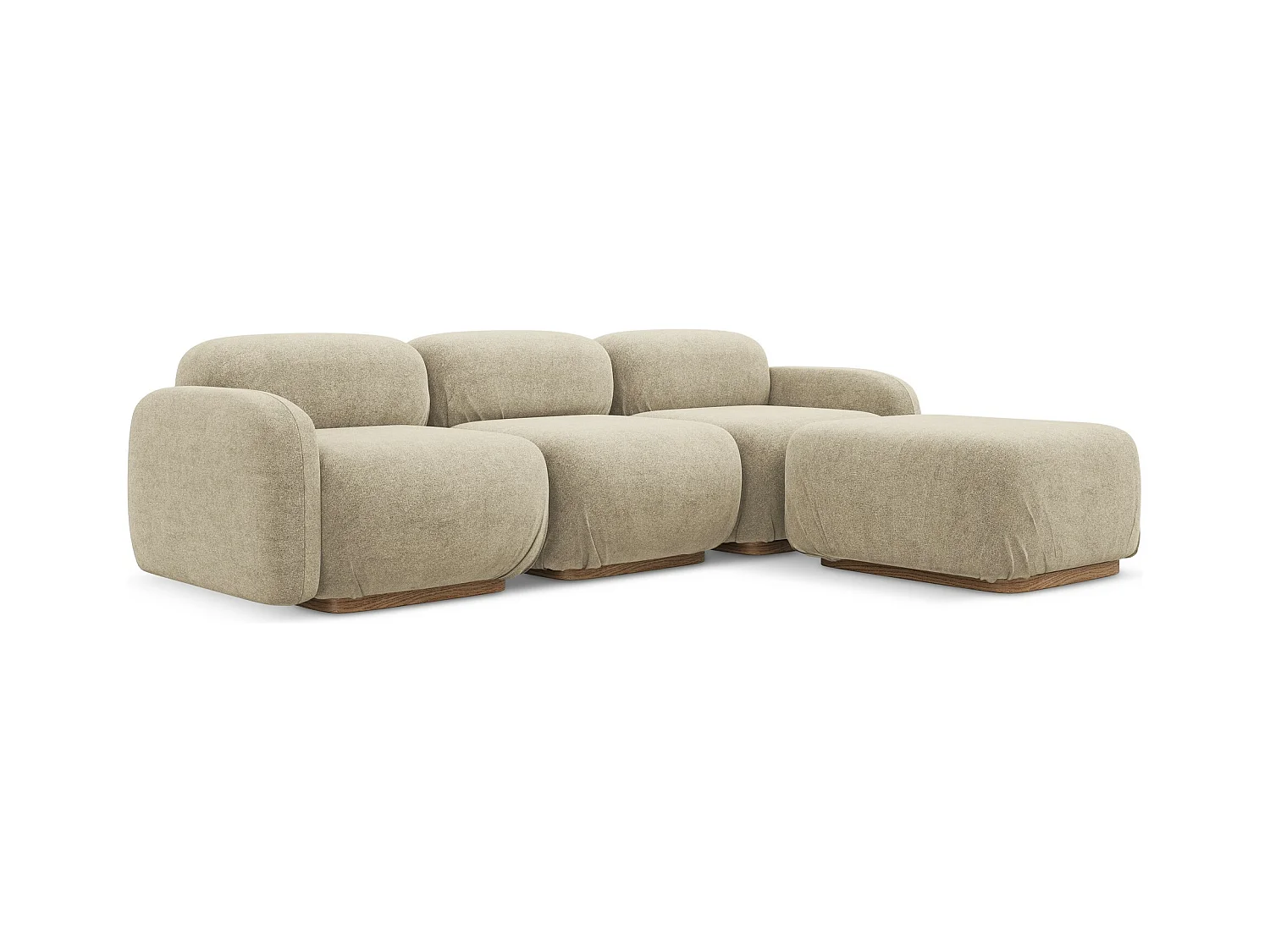 Canapé d'angle réversible en tissu bouclette - beige - AILANI