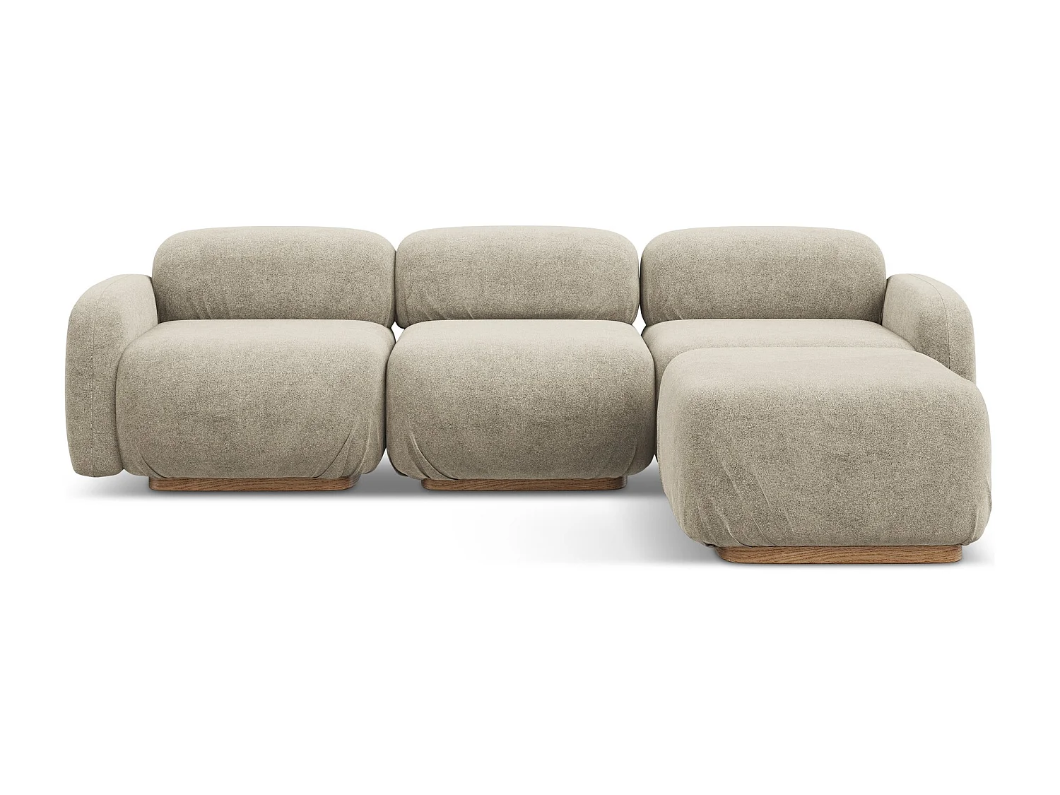 Canapé d'angle réversible en tissu bouclette - beige - AILANI