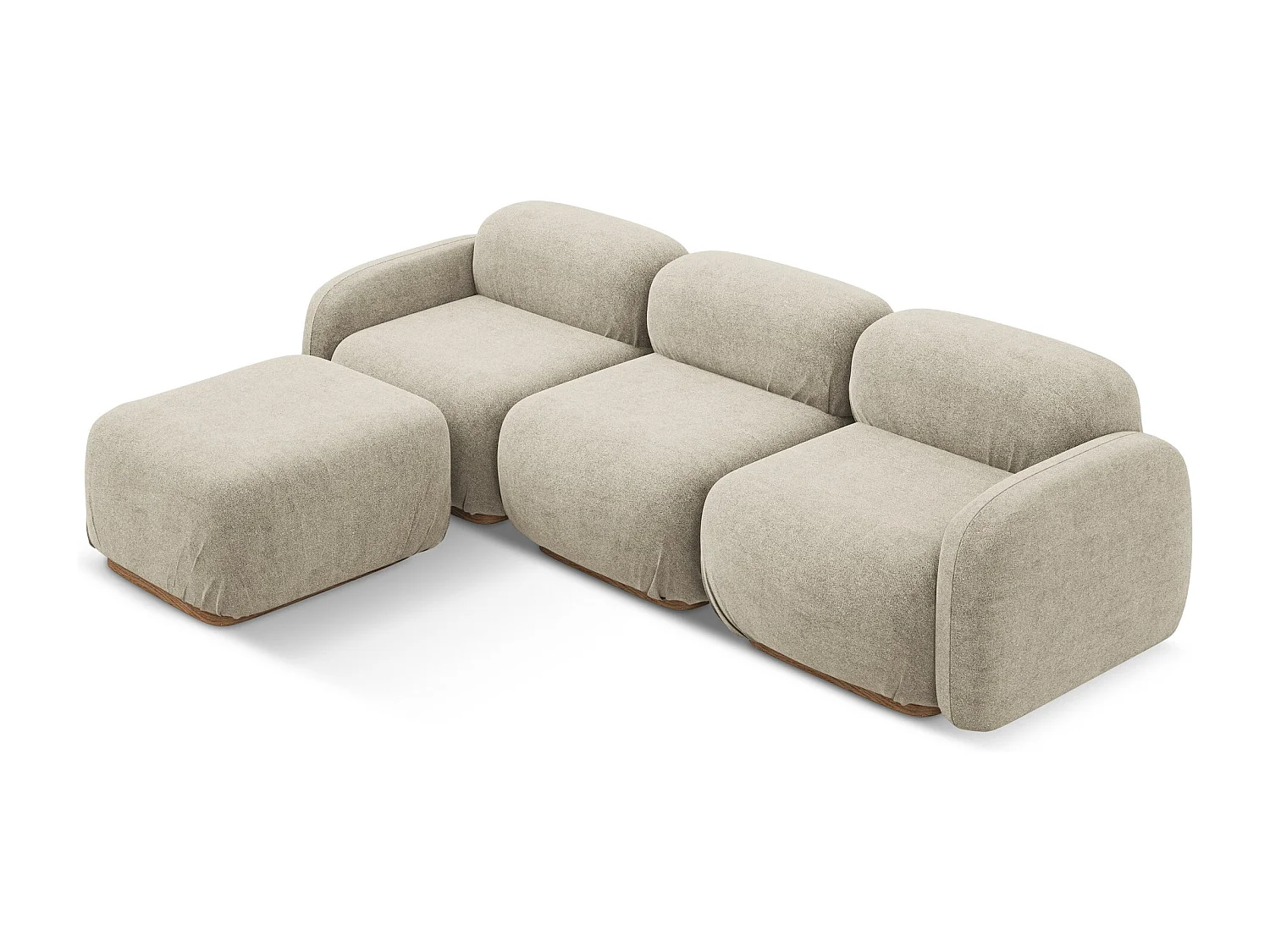 Canapé d'angle réversible en tissu bouclette - beige - AILANI