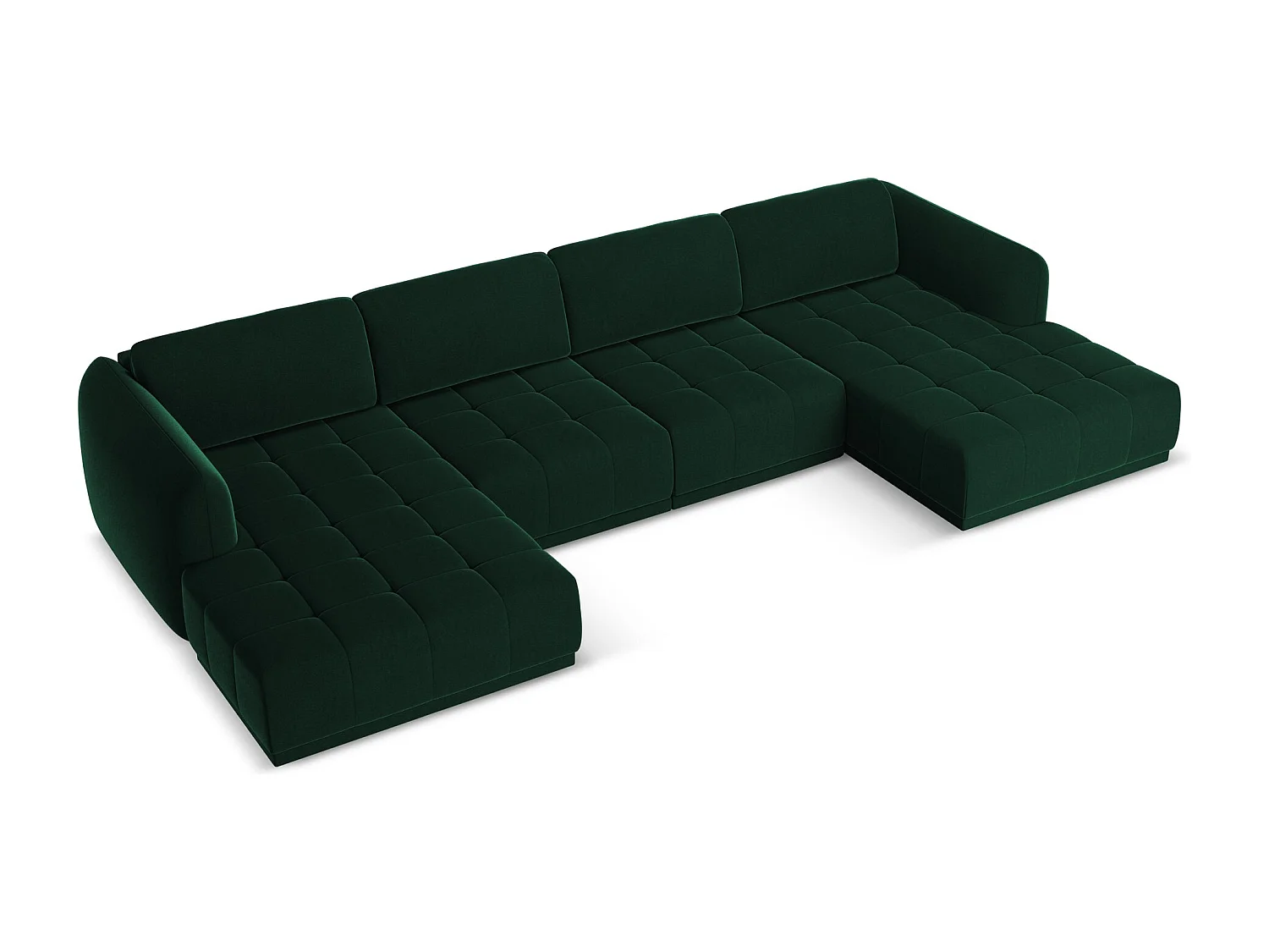 Canapé d'angle panoramique en velours - bouteille verte - HOKU