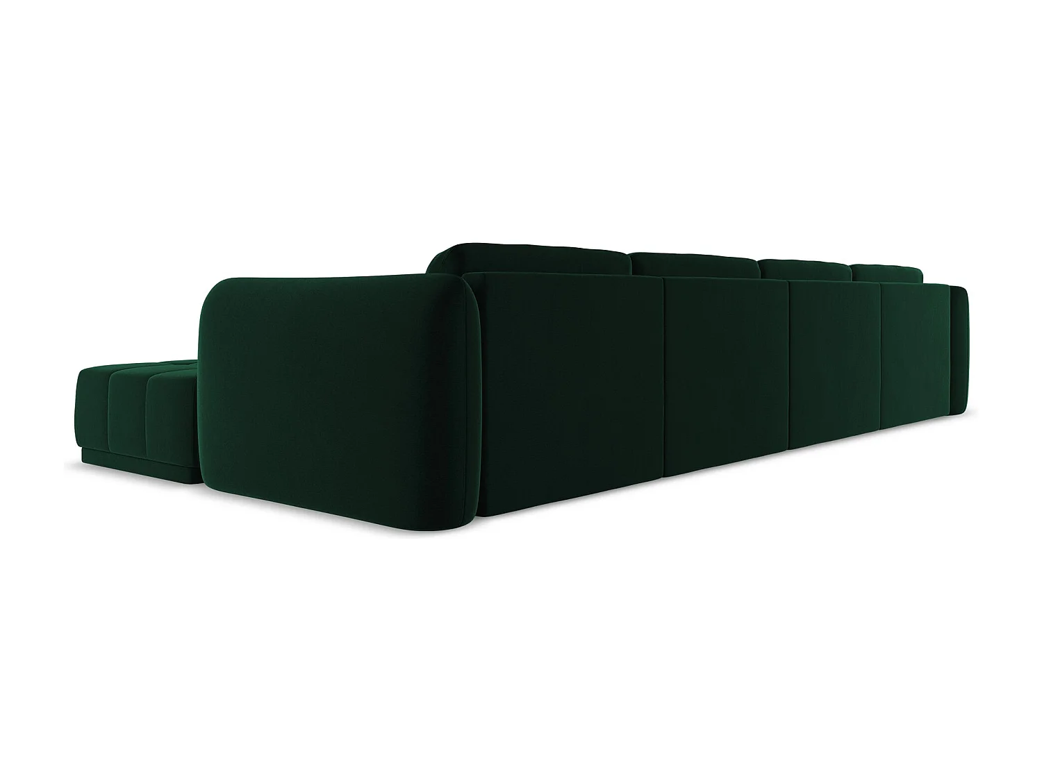 Canapé d'angle panoramique en velours - bouteille verte - HOKU