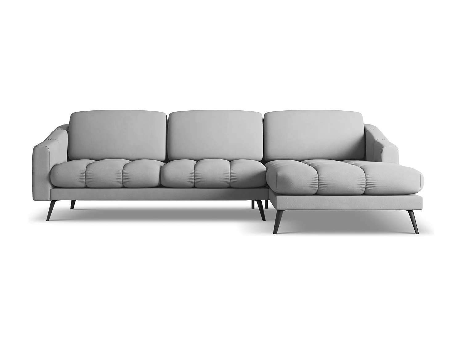 Hoekbank rechts van lichtgrijs chenille stof - NALU