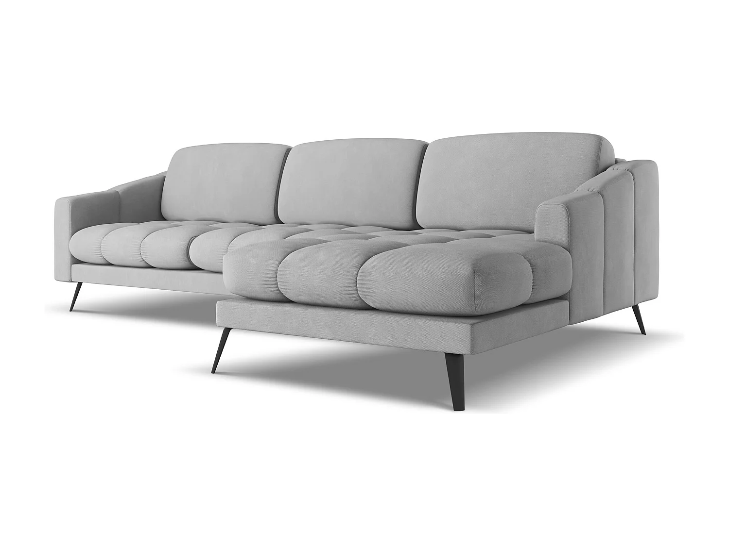 Canapé d'angle droit en tissu chenille - gris clair - NALU