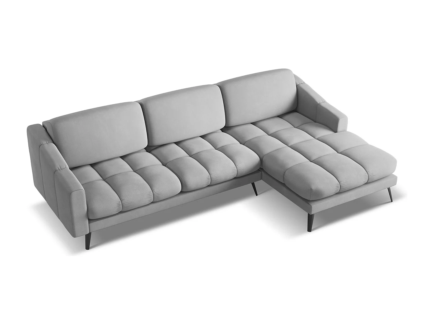 Canapé d'angle droit en tissu chenille - gris clair - NALU