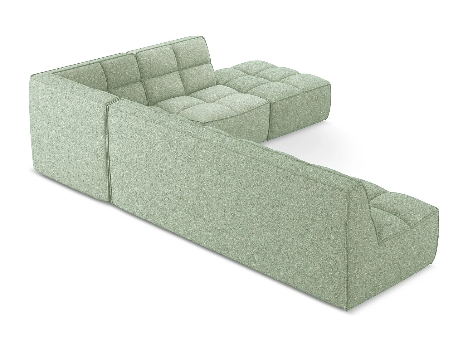 Canapé d'angle 5 places modulaire droit en tissu texturé - vert clair - KALAI