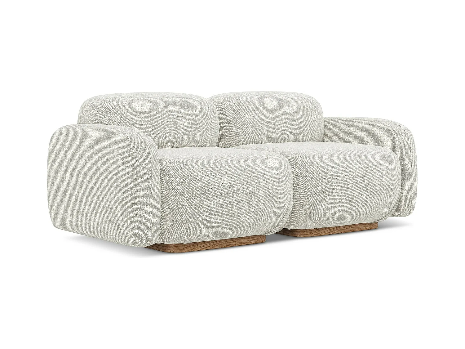 Driezits modulaire bank van lichtbeige textuurstof - AILANI