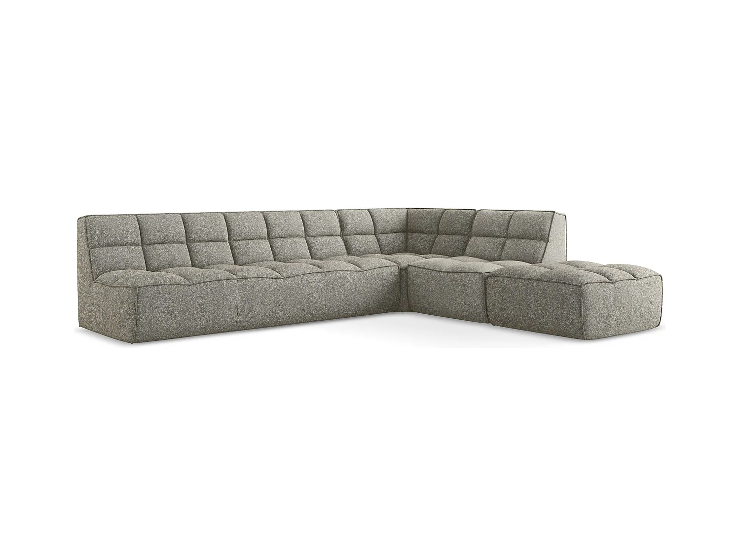 5-Sitzer Modulares Ecksofa - Ecke Rechts - Strukturstoff - Dunkelbeige - KALAI