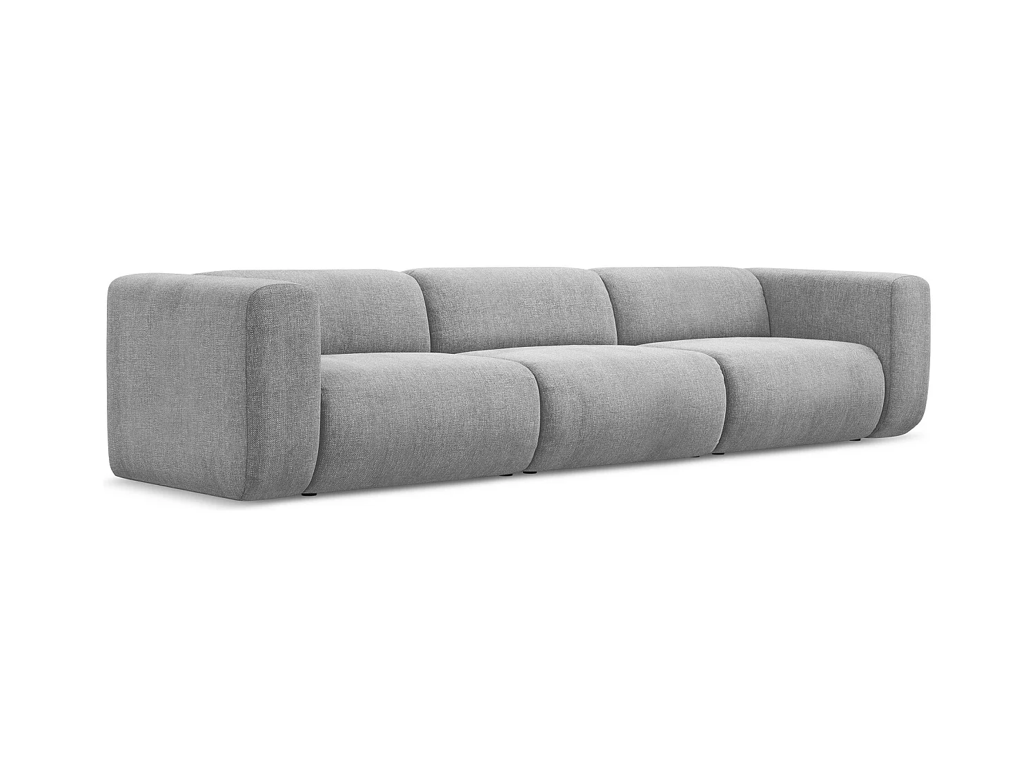 Canapé modulable 4 places en tissu chenille - gris clair - EKAHI