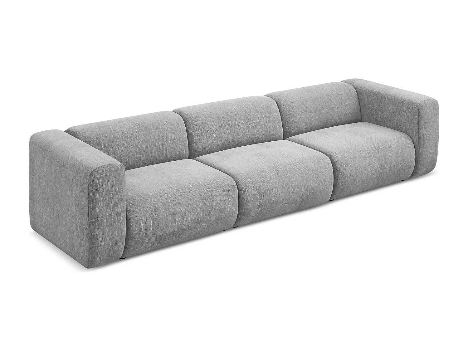 Vierzits modulaire bank van lichtgrijs chenille stof - EKAHI