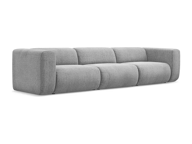 Canapé modulable 4 places en tissu chenille - gris clair - EKAHI