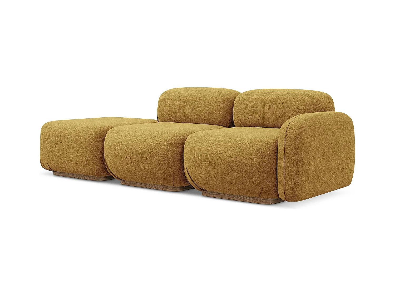 Canapé modulable 3 places gauche en tissu chenille - moutarde - AILANI