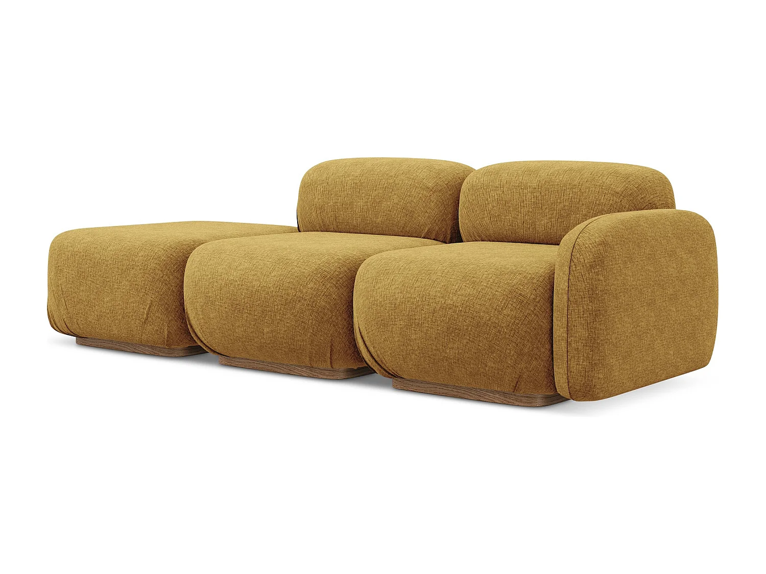 Canapé modulable 3 places gauche en tissu chenille - moutarde - AILANI