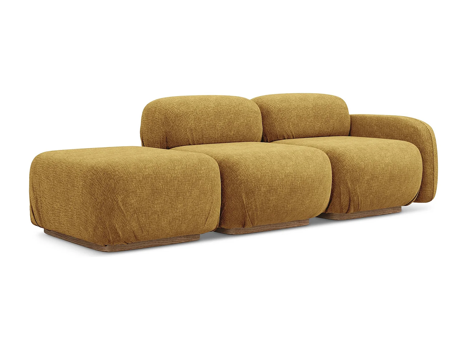 Canapé modulable 3 places gauche en tissu chenille - moutarde - AILANI