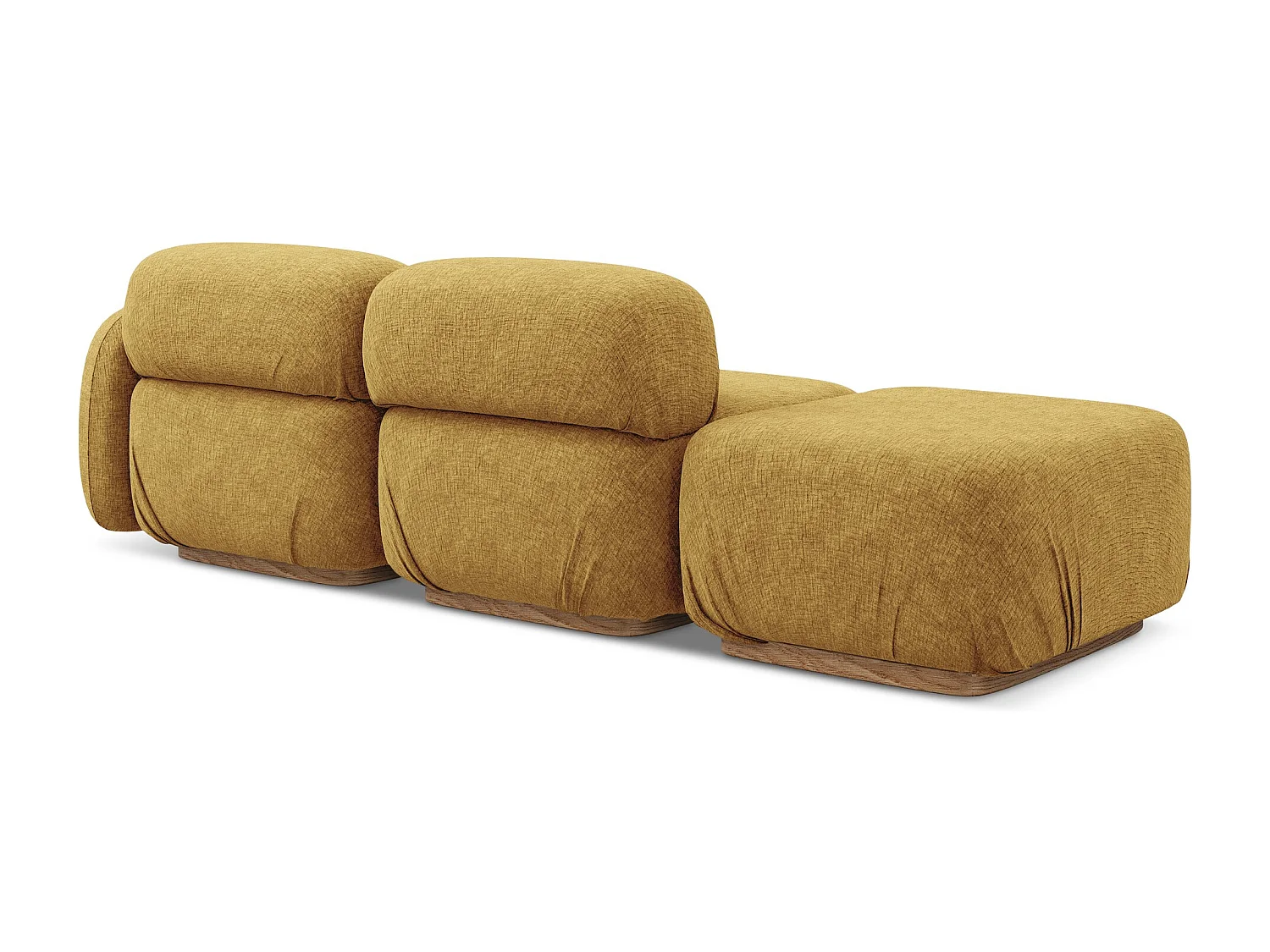 Canapé modulable 3 places gauche en tissu chenille - moutarde - AILANI