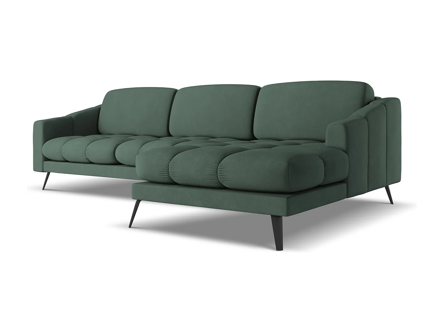 Ecksofa - Ecke Rechts - Chenille - Grün - NALU