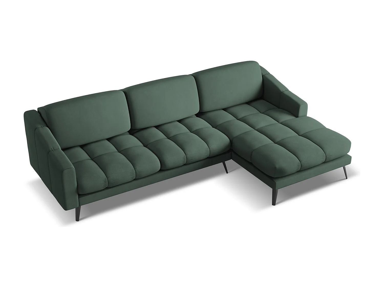 Ecksofa - Ecke Rechts - Chenille - Grün - NALU