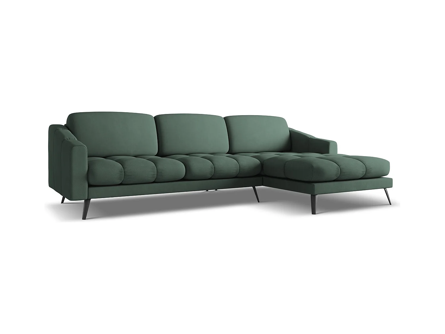 Ecksofa - Ecke Rechts - Chenille - Grün - NALU