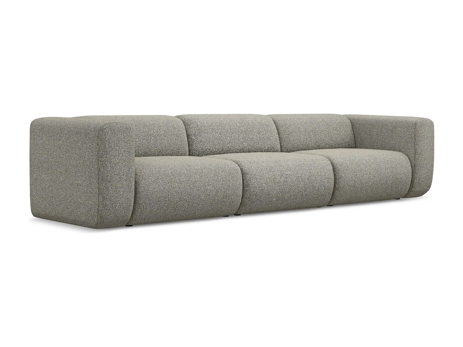 Vierzits modulaire bank van donkerbeige textuurstof - EKAHI