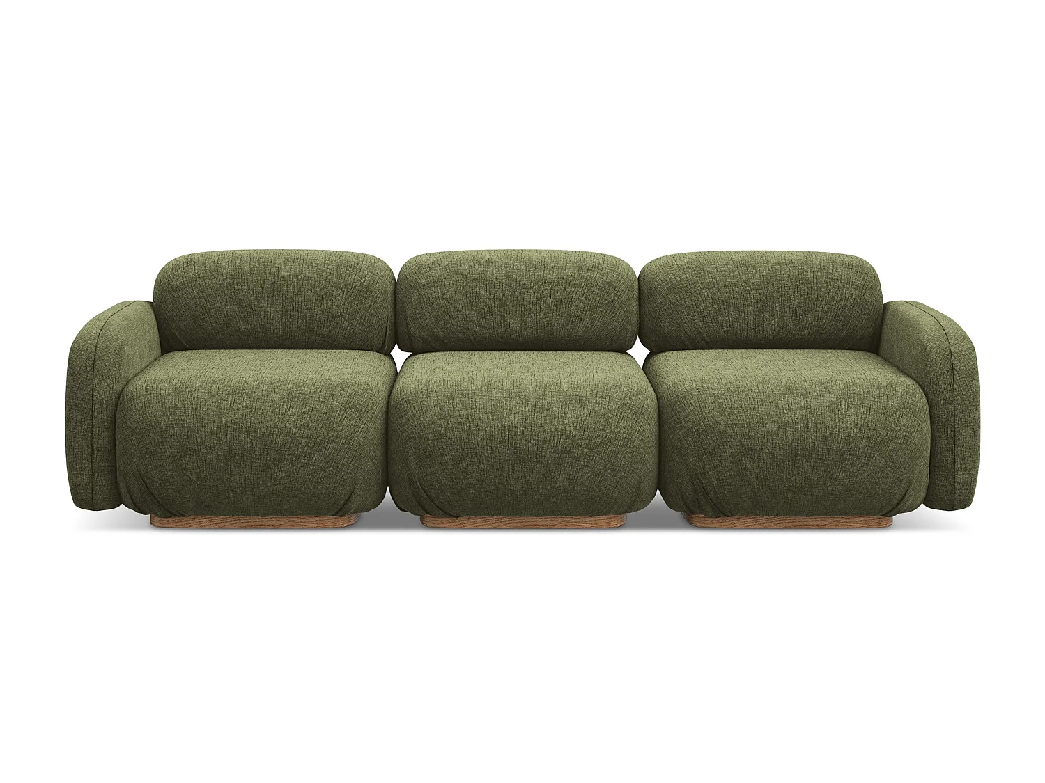 Canapé modulable 4 places en tissu chenille - olive - AILANI