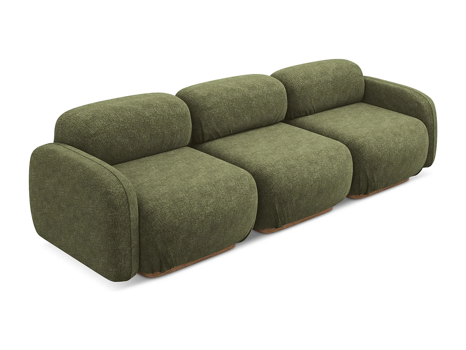 Canapé modulable 4 places en tissu chenille - olive - AILANI